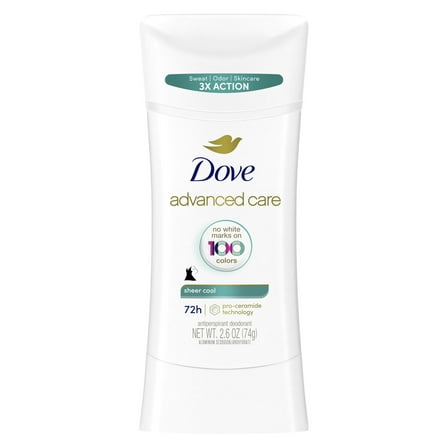 Dove Advanced Care Antiperspirant Deodorant Stick for Women Sheer Cool, 2.6 oz