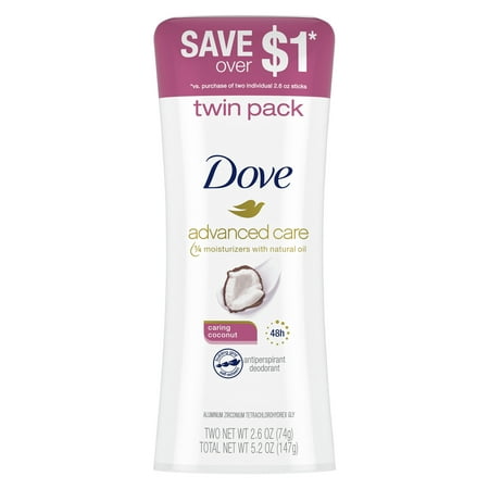 Dove Advanced Care Caring Coconut Antiperspirant Deodorant 2.6 oz 2 Count
