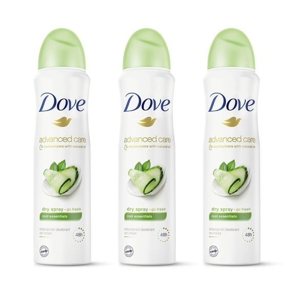Dove Advanced Care Dry Spray Antiperspirant Deodorant For Women, Cool Essentials, For 48 Hour Protection And Soft And Comfortable Underarms, 3.8 Oz, 3 Count