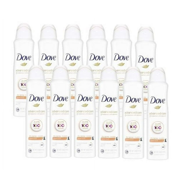 Dove Advanced Care Invisible Dry Spray Deodorant Crystal Touch 3.8 oz 12 PACK