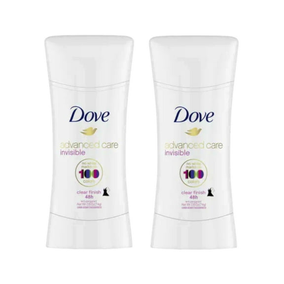 Dove Advanced Care Invisible Stick Antiperspirant Deodorant, Clear Finish 2.6 oz (Pack of 2)