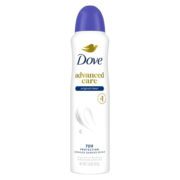 Dove Advanced Care Antiperspirant Deodorant Spray Antiperspirant Deodorant for Helping Repair Skin Barrier After Shaving Original Clean 72-Hour Antiperspirant for Soft Underarms, 3.8 oz