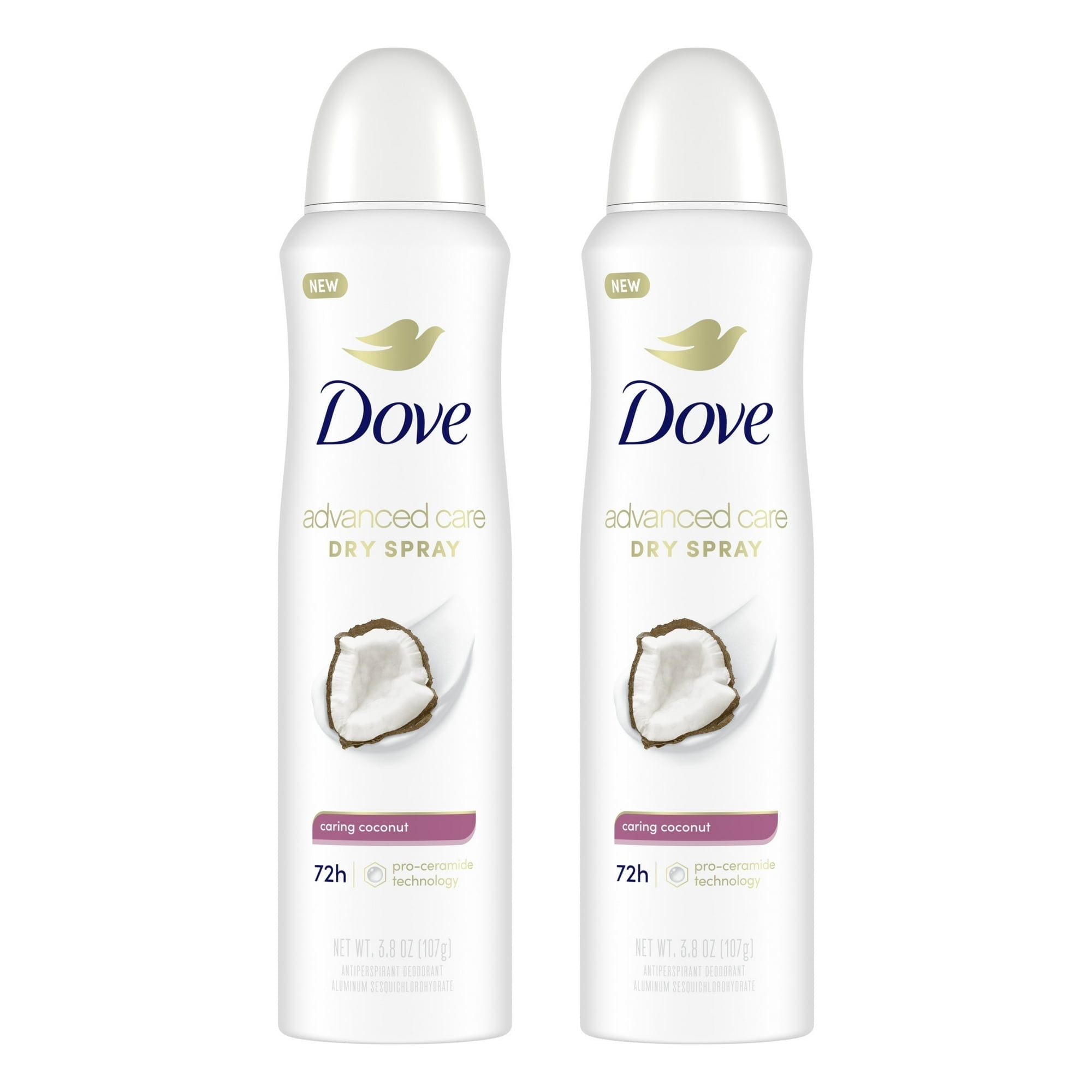 Dove Advanced Care Women's Antiperspirant Deodorant Dry Spray Twin Pack, Caring Coconut, 3.8 oz ( 2 pack )