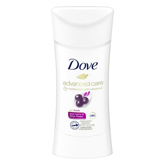 Dove Advanced Care Women's Antiperspirant Deodorant Stick, Acai Berry & Lotus Flower, 2.6 oz