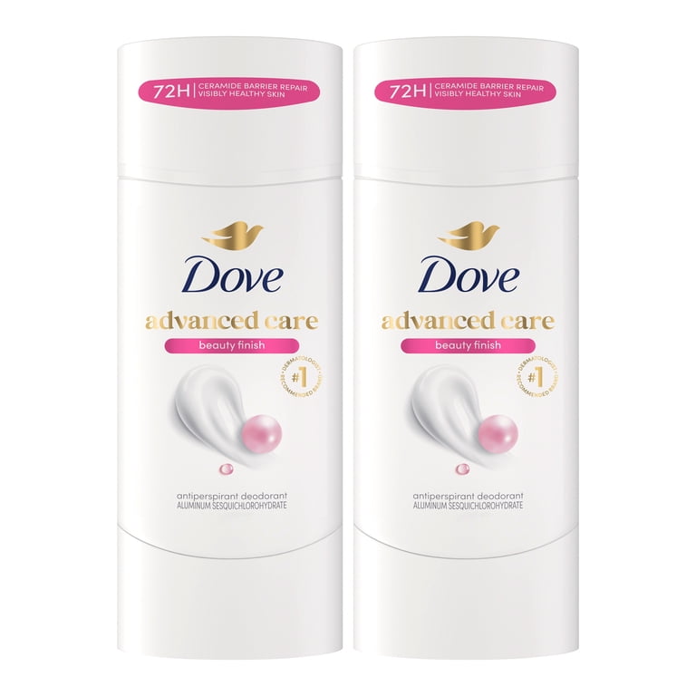 Dove Advanced Care Women's Antiperspirant Deodorant Stick Beauty Finish, 2.6 oz Twin Pack