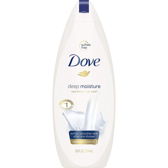 Dove All Day Moisturizing Body Wash, Deep Moisture 12 Oz, 3 Pack