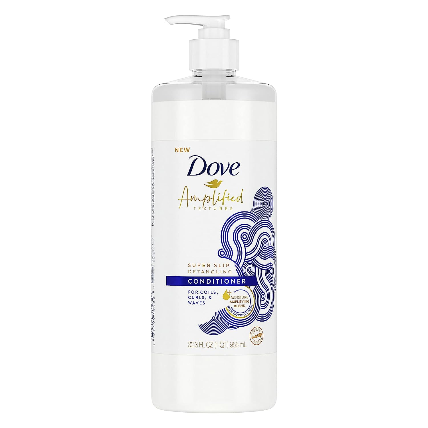 Dove Amplified Textures Deep Moisture Detangling Conditioner for Coils,  Curls, and Waves Coconut Milk Hair Moisture Amplifying Hair Care Blend 32.3  oz 
