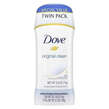 Dove Anti-Perspirant Deodorant Invisible Solid Original Clean Twin Pack, 2 Count, 2.6 oz, 6 Pack