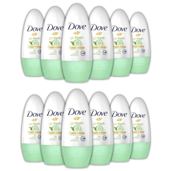 Dove Anti-Perspirant Deodorant Roll On Cucumber & Green Tea, Dry 48H ,40ml-12 Pk