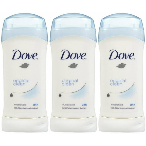 Dove Antiperspirant Deodorant Original Clean Invisible Solid, 2.6 oz, 3 Pack