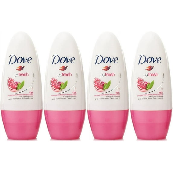 Dove Antiperspirant Deodorant Roll-On, Pomegranate/Lemon Verbena, 1.7Oz, 4 Pack