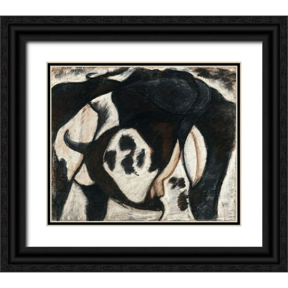Dove, Arthur 14x12 Black Ornate Wood Framed with Double Matting Museum Art Print Titled - Cow