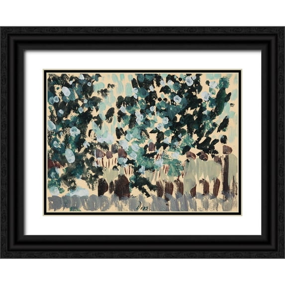 Dove, Arthur 24x19 Black Ornate Wood Framed with Double Matting Museum Art Print Titled - Green Leaves
