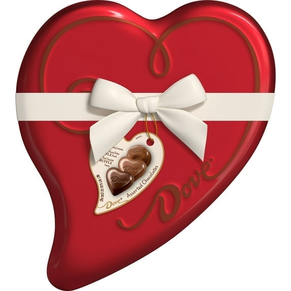 Dove Assorted Chocolate Truffles Valentine's Day Candy Heart Box Tin - 8.55 oz