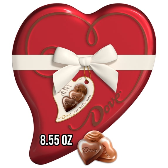 Dove Assorted Chocolate Truffles Valentine's Day Candy Heart Tin - 8.55 oz Tin