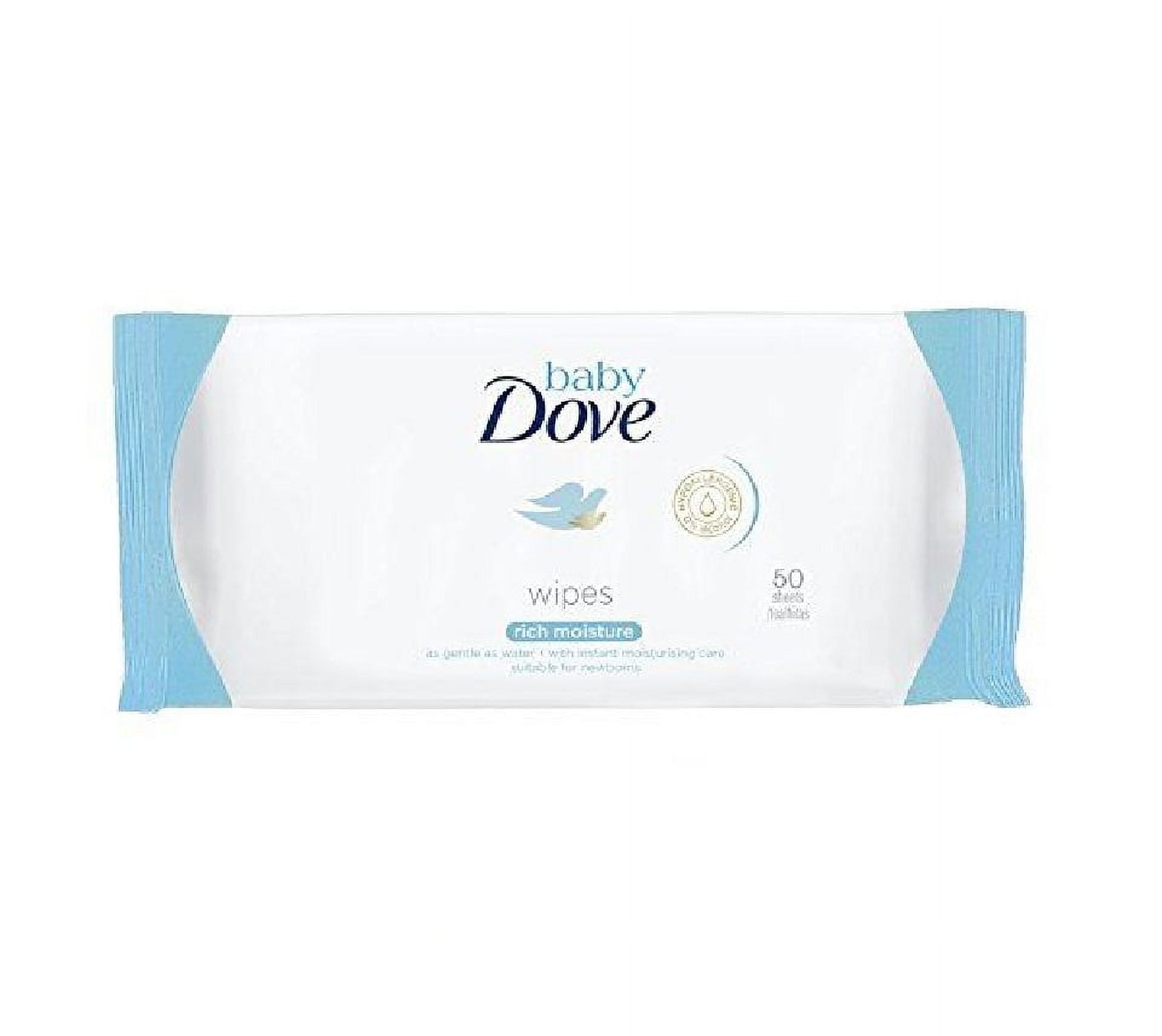 Dove Baby Wipes Rich Moisture, 50 Wipes (Pack of 3) Unscented 50 Count