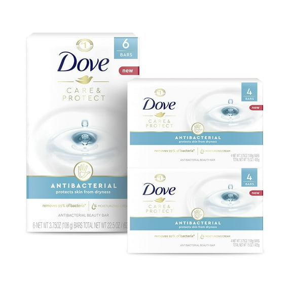 Dove Beauty Bar For .. All Skin Types Antibacterial .. Protects from Skin Dryness .. 3.75 oz 14 Bar