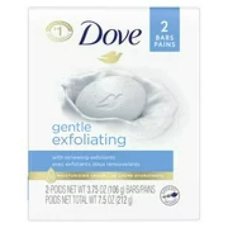 Dove Beauty Bar Gentle Exfoliating With Mild Cleanser 3.75 oz, 2 Bars (Pack of 3)