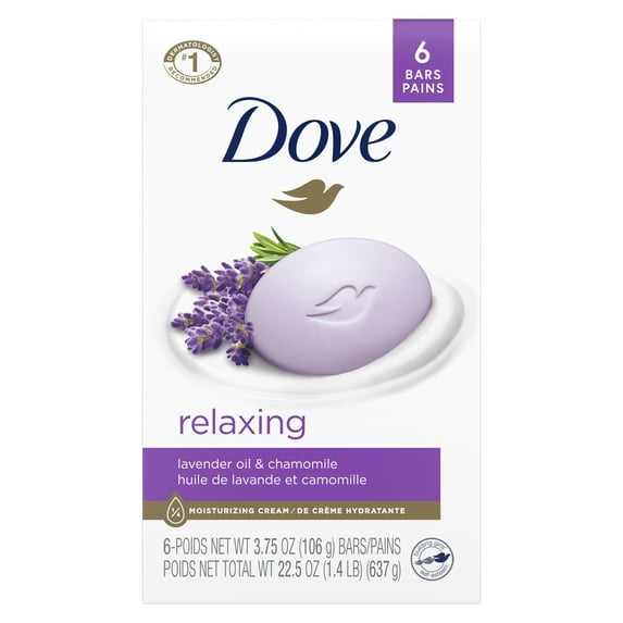 Dove Beauty Bar Gentle Skin Cleanser Relaxing Lavender 6 Bars - 3.75 oz (Pack of 1)