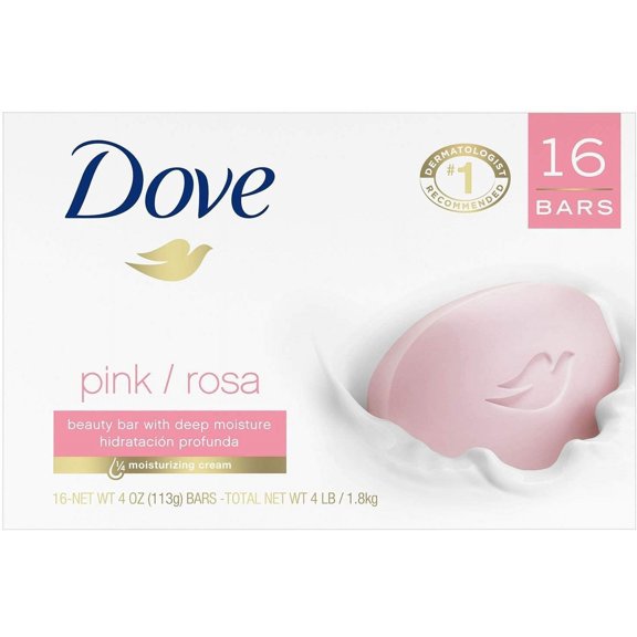 Dove Beauty Bar, Pink, 4 Oz, 16 Ct