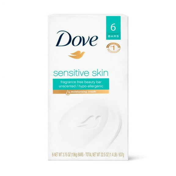 Dove Beauty Bar Sensitive Skin 3.75 oz 6 Bars | 2 Packs - 12 Bars total