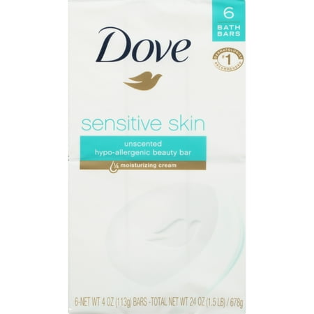 Dove Beauty Bar Sensitive Skin 3.75 oz 6 Bars (Pack of 32)