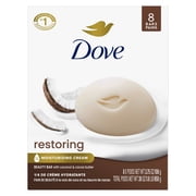 Dove Beauty Bar Soap For Restored Skin, Restoring Coconut & Cocoa Butter, Nourishes Skin, 3.75 oz 8 Bars