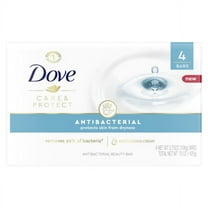 Dove Beauty Bar Women's Bath Soap Antibacterial Care All Skin Unscented, 3.75 oz 4 Bars