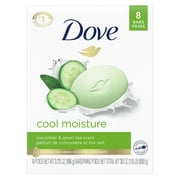 Dove Beauty Bar Women's Bath Soap Cool Moisturizing Gentle Cucumber & Green Tea, 3.75 oz 8 Bars