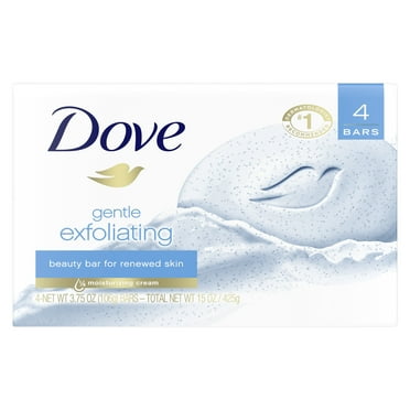 Dove Beauty Bar Women's Bath Soap Gentle Exfoliating Renews Soft Smooth Skin, 3.75 oz 4 Bars