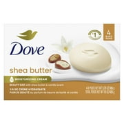 Dove Beauty Bar Women's Bath Soap Shea Butter, 3.75 oz 4 Bars