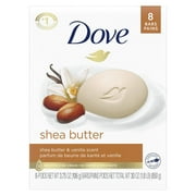 Dove Beauty Bar Women's Bath Soap Moisturizing Gentle All Skin Shea Butter & Vanilla, 3.75 oz 8 Bars