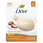 Dove Beauty Bar Soap For Nourished, Radiant Skin, Shea Butter, Enriches Skin, 3.75 oz 8 Bars