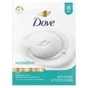 Dove Beauty Bar Soap For Sensitive Skin, Sensitive, Fragrance Free And Hypoallergenic ,3.75 oz 8 Bars