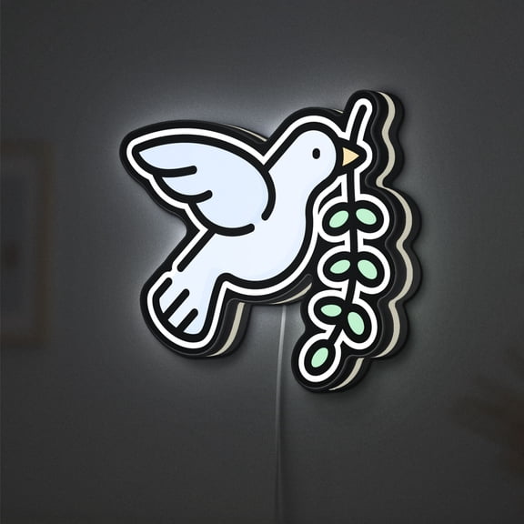 Dove Bird 3D Novelty Light Box, Peace and Wedding Lamp Decor with Flying Wings, Symbol of Love and Harmony (Height 24 inch, 60cm)