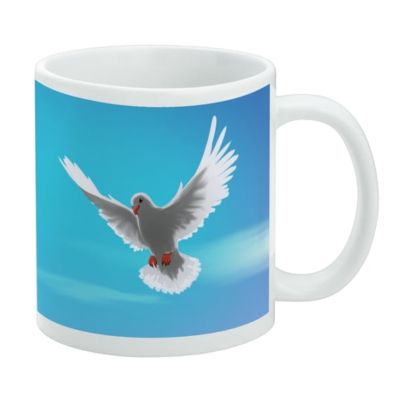 Dove Bird Flying In the Sky White Mug