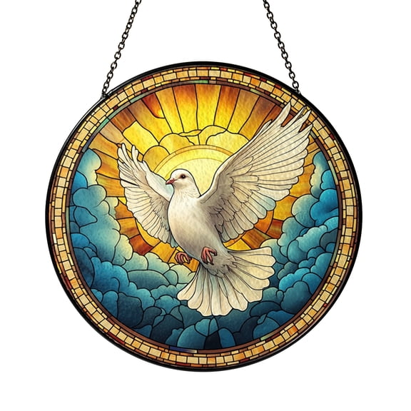 Dove Bird Stained Glass Suncatcher for Windows, Symbolic Peace Decor, Elegant Spiritual Home Gift
