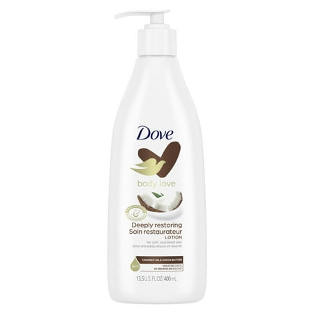 Dove Body Love Deeply Restoring Body Lotion for Dry Skin, Coconut Oil and Cocoa Butter, 13.5 fl oz
