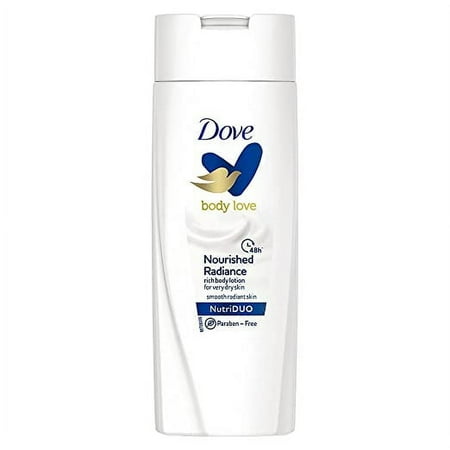 Dove Body Love Nourished Radiance Body Lotion For Very Dry Skin 48hrs Moisturisation Paraben Free with Plant Based moisturiser Soft Radiant Skin 100ml