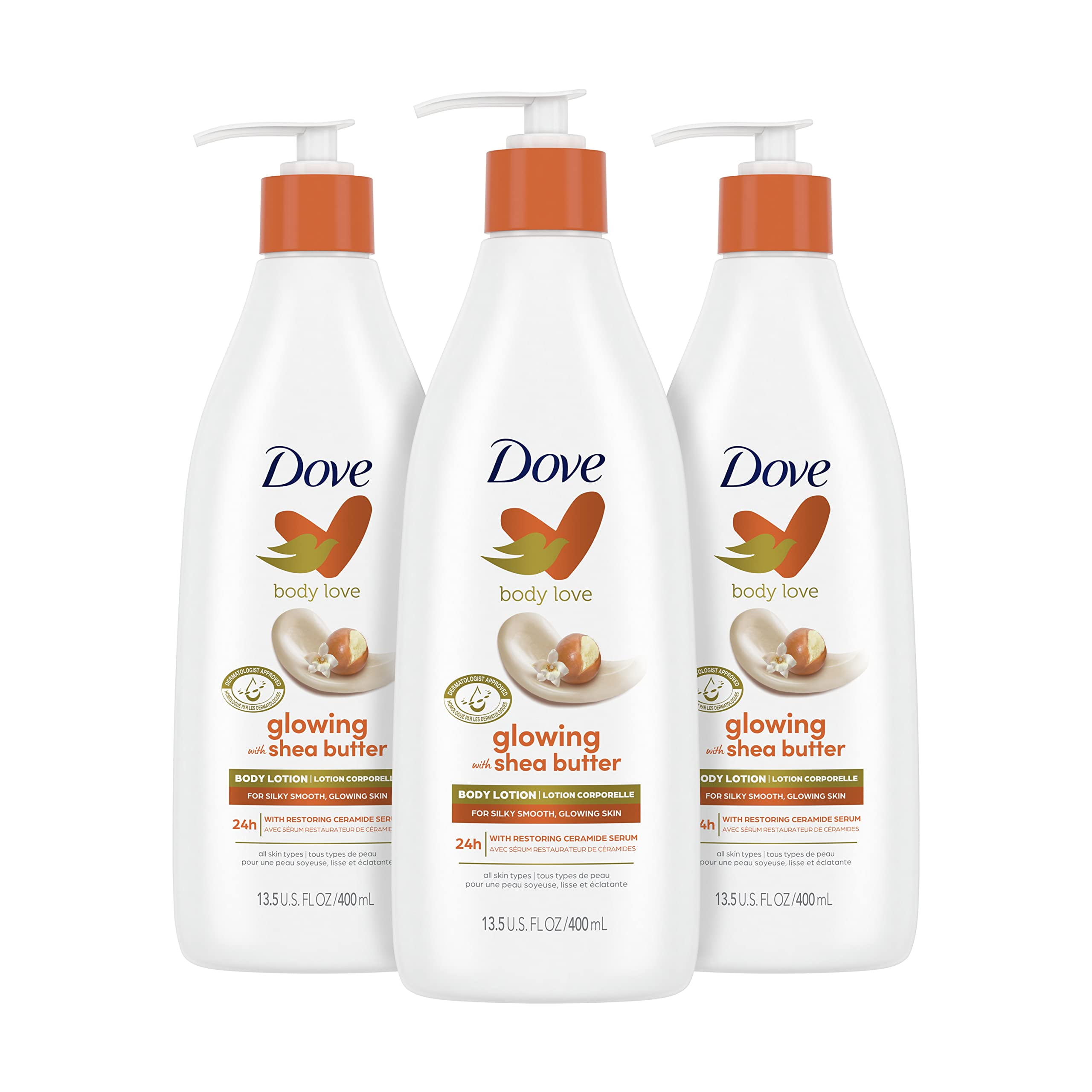 Dove Shea Butter Body Lotion, Pack of 3, Moisturizing for All Skin