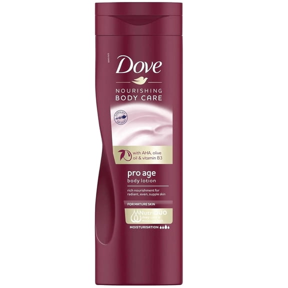 Dove Body Love Pro Age Body Lotion for Mature Skin 48hrs Moisturisation, Paraben Free, With Vitamin B3 & Olive Oil, For Nourished Radiant Skin 400 ml