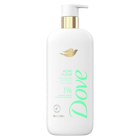 Dove Body Wash Acne Clear Clears & Helps Prevent Acne 1% Clearing Salicylic Acid Acne Treatment 18.5 Oz
