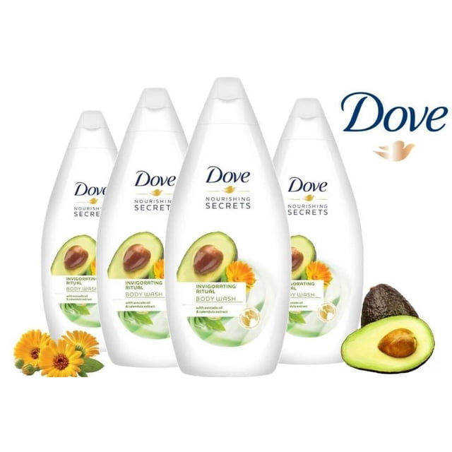 Dove Body Wash Avocado 500 ml/16.9 oz Invigorating Ritual 4 Pack