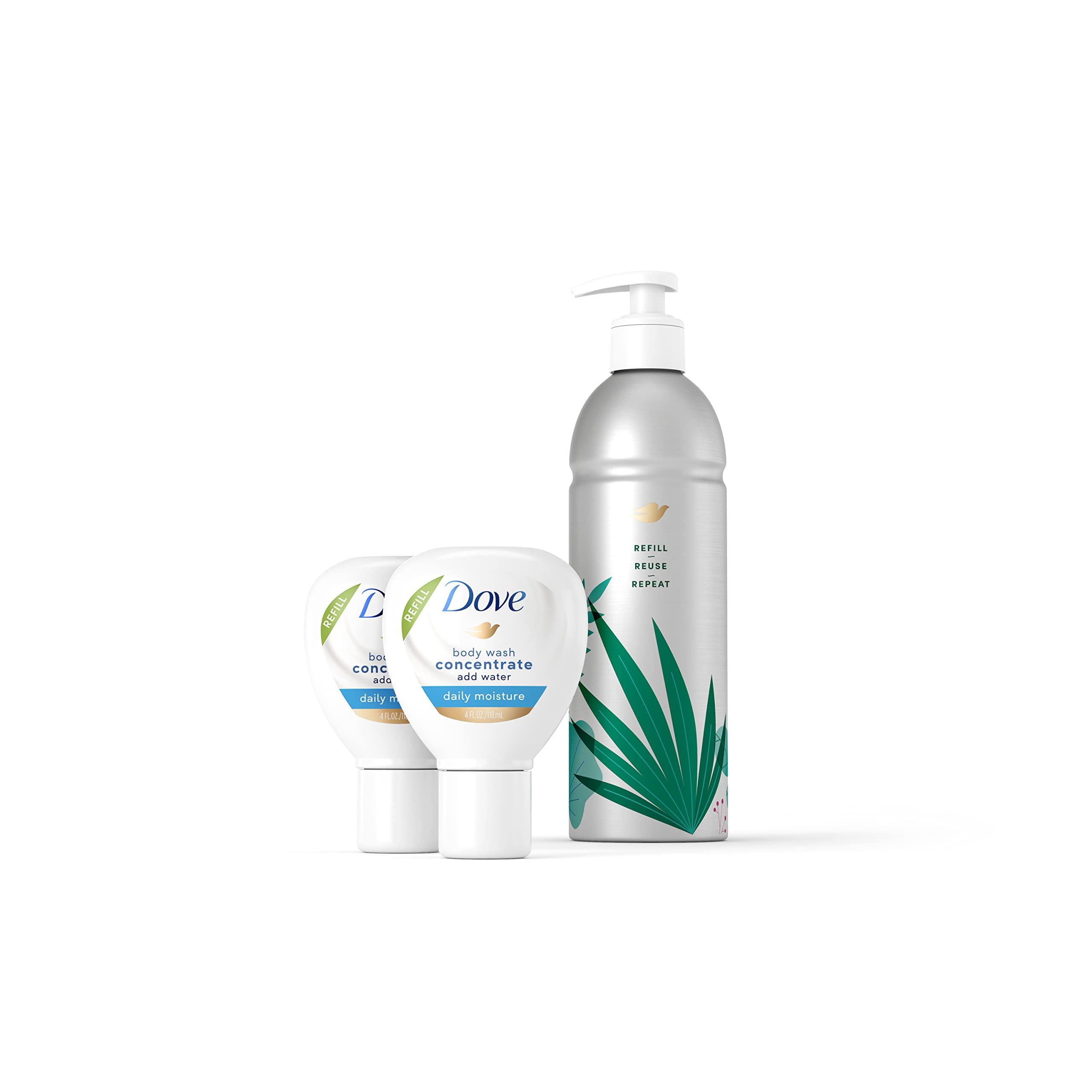 Dove Body Wash Concentrate Refills (X2) & Recyclable Aluminum For Instantly Soft Skin Reusable