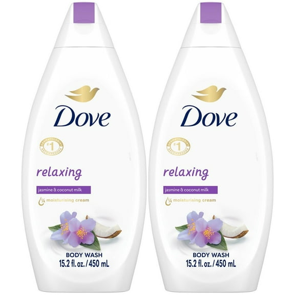 Dove Body Wash Relaxing 2-Pack  Jasmine & Coconut Milk for Softer, Smoother Skin, 15.2 Oz Ea