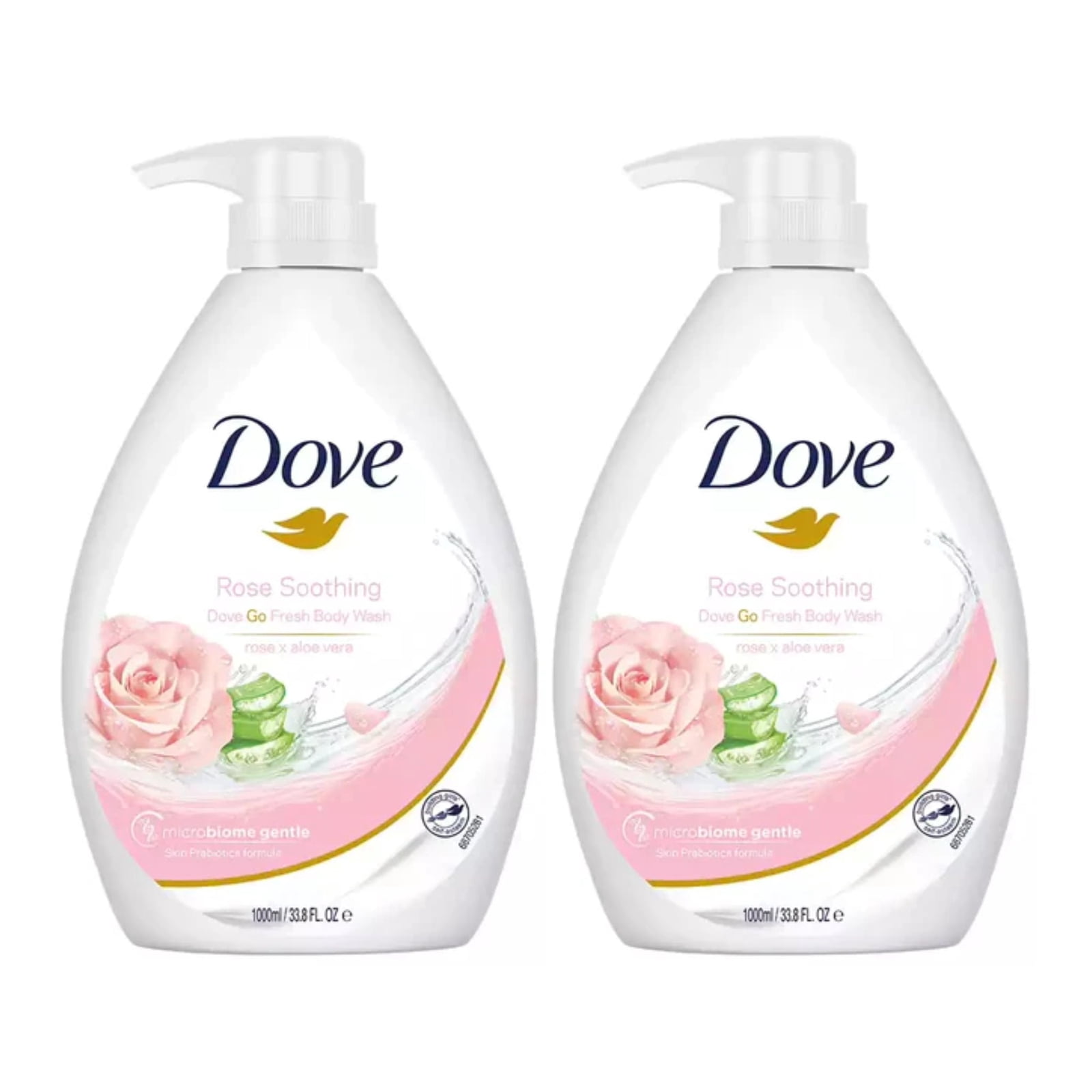 Dove Body Wash, Rose Soothing Rose and Aloe Vera Scent, 33.8 Ounce Pump Bottle-Pack of 2