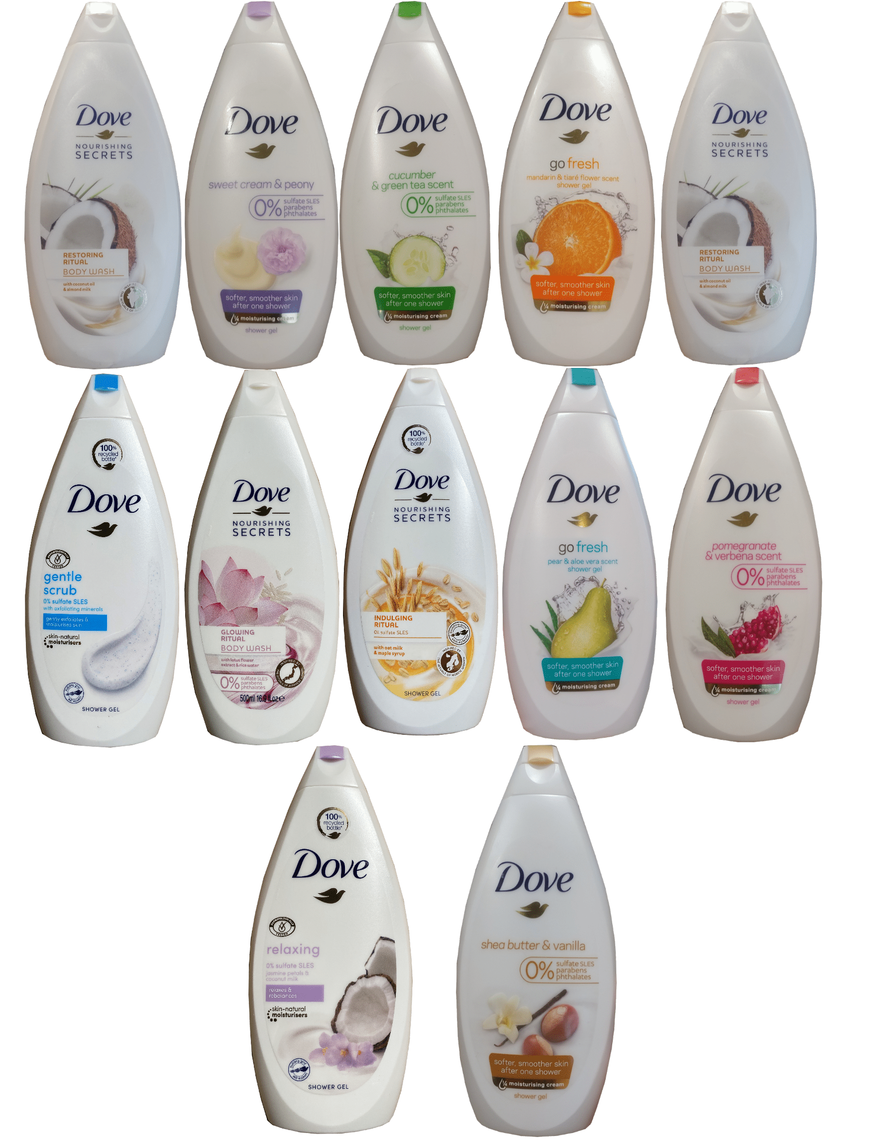 Dove Body Wash Shower Gel 16.9 Oz Flavor:Assorted Size:Pack of 6 