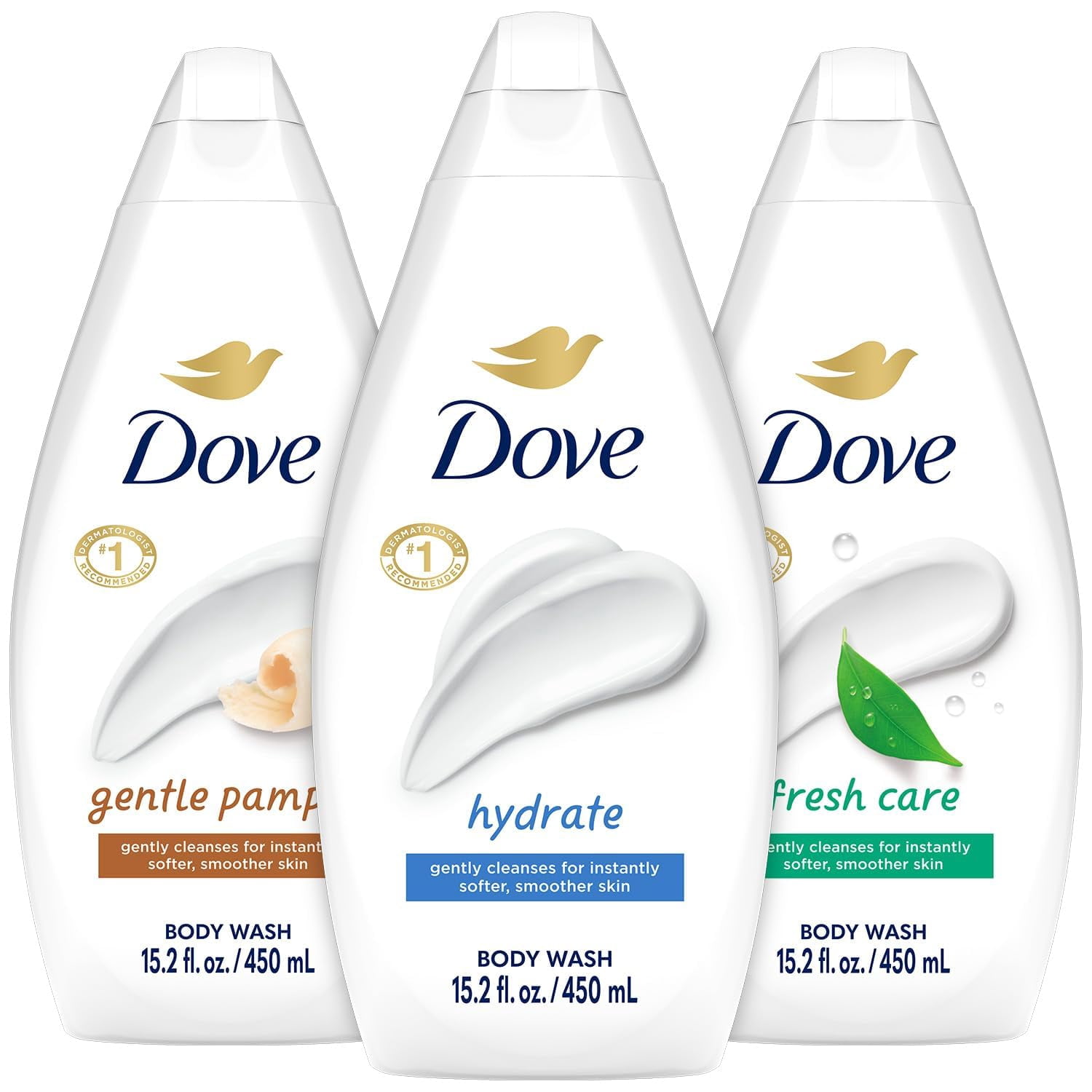 Dove Body Wash Variety OIF8&nbsp;- Hydrate, Gentle Pamper, Fresh Care, and Silky Velvet, 15.22 Oz Ea