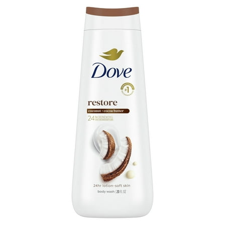 Dove Body Wash for Women Moisturizing Restore Coconut & Cocoa Butter Cleanser All Skin, 20 oz