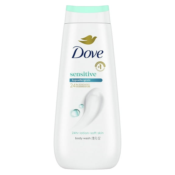 Dove Body Wash for Women Moisturizing Sensitive Skin Gentle Hypoallergenic All Skin, 11 oz